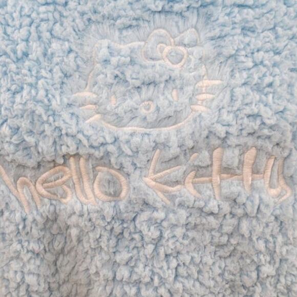 Hello Kitty Sweatshirt Womens Jr's Small Fleece Embroidered Cropped Eclectic Top - Picture 2 of 5
